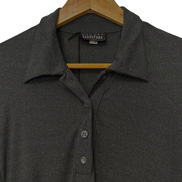 MARINA SPADAFORA Italy Shirt Dress NWT Dark Charcoal 4 Button Cuff Size 8 Med - Picture 2 of 8